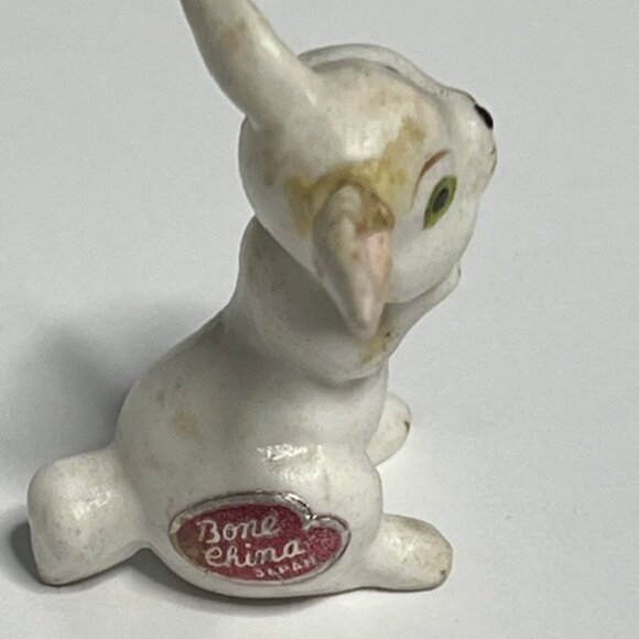 VTG 3 Miniature Rabbits Bone China Figurines White w/Green Eyes 2" Japan - Picture 14 of 15